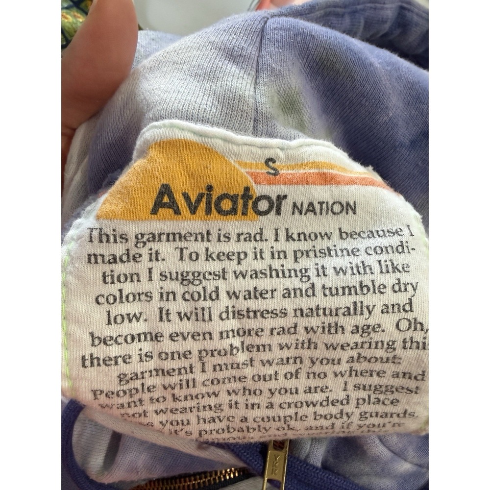 Aviator Nation Tye Dye Blue Hoodie Full Zip Sweatshirt The Hamptons Surf Small - Picture 7 of 9
